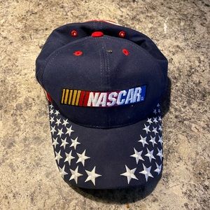NASCAR, vintage, racing hat, adjustable stars, and stripes embroidered
